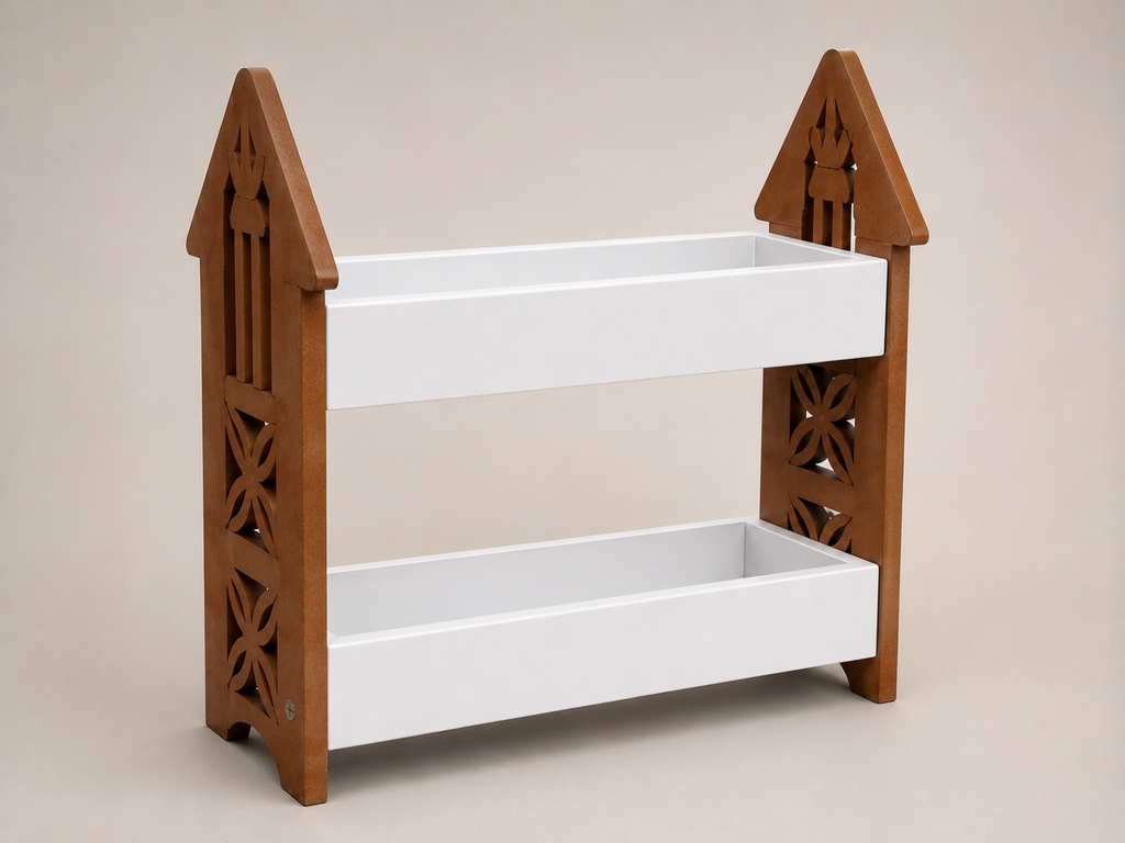 Hut Shape Wooden 2 Tier Kitchen Storage Rack | Free Standing Countertop Organizer