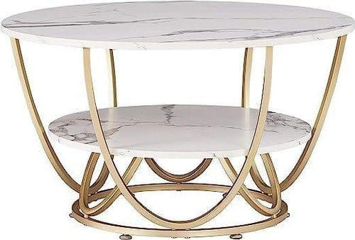 Round Gold Coffee Table,2 Tier Coffee Tables for Living Room