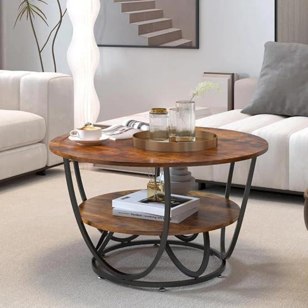 Round Gold Coffee Table,2 Tier Coffee Tables for Living Room