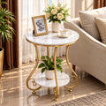 Elegant Gold Marble Side Table – living room view