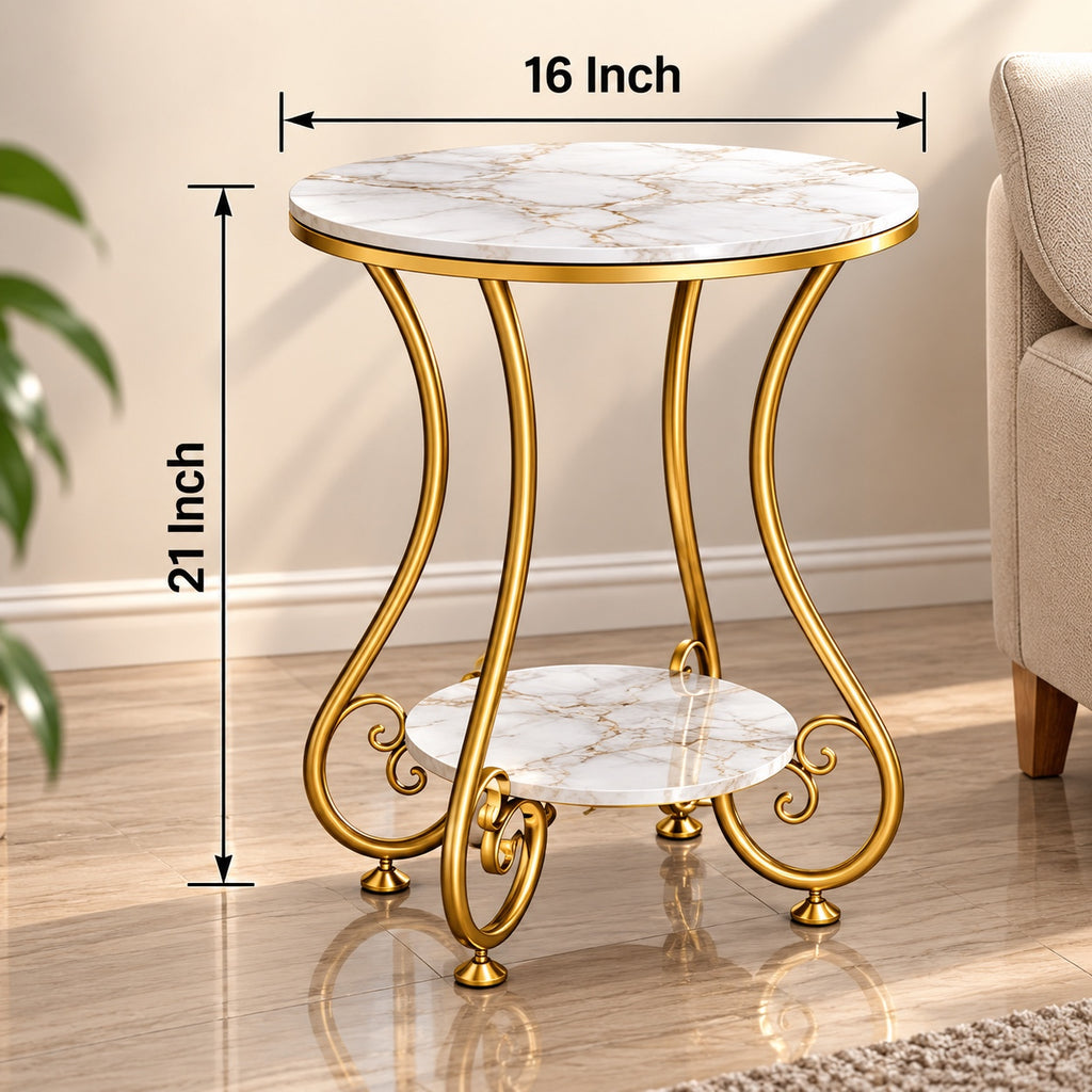 Elegant Gold Marble Side Table – dimensions 16 x 21 inch