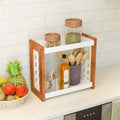 2 Tier Wooden Kitchen Rack | Countertop Storage & Organizer with Decorative Side Panels