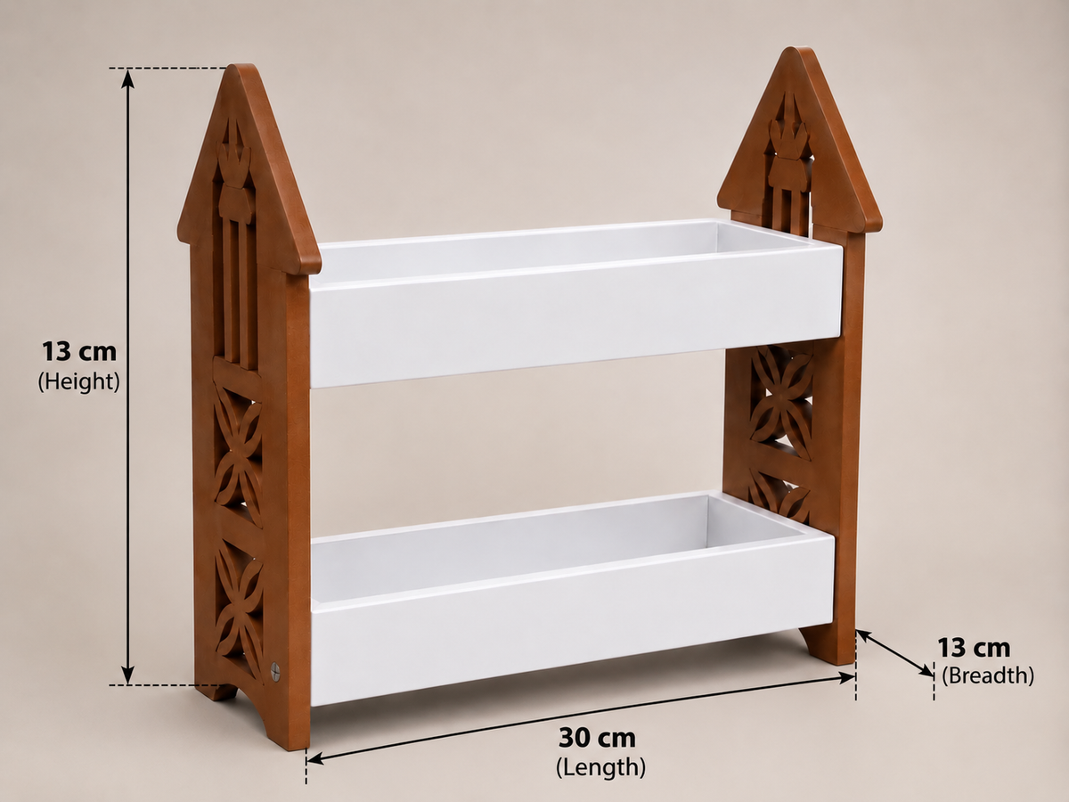 Wooden 2 Tier Kitchen Storage Rack | Free Standing Countertop Organizer